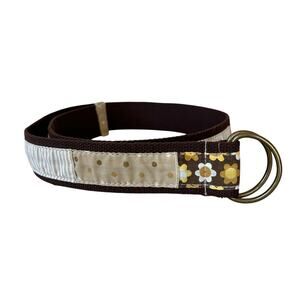 Handmade Fabric Belt D Ring patchwork floral belt boho hippie grunge Small